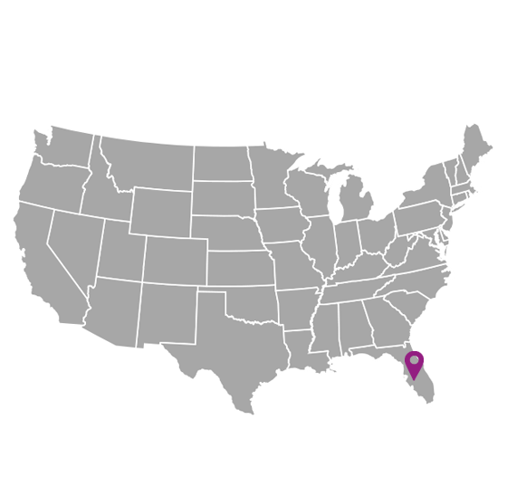 Mapa do EUA com os Pontos das Lojas da Dorym